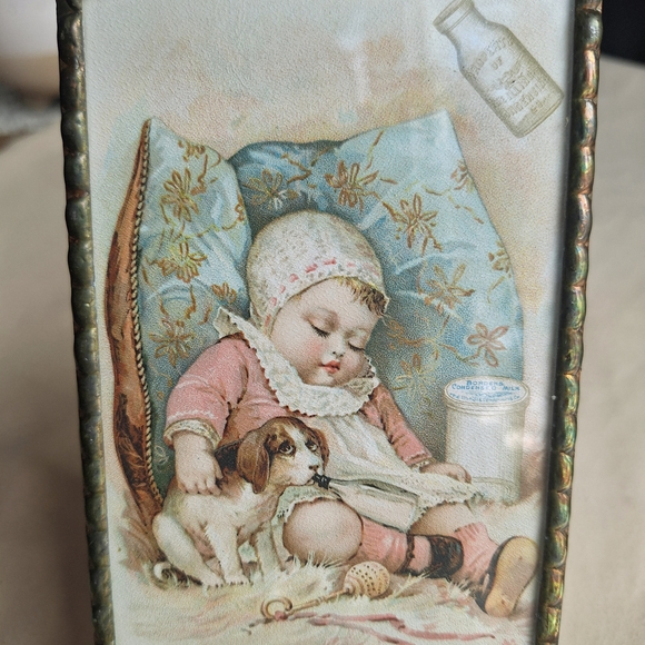 AI-226 Gail Borden Eagle Brand Condensed Milk Baby Puppy Victorian Trade Card - Picture 1 of 3